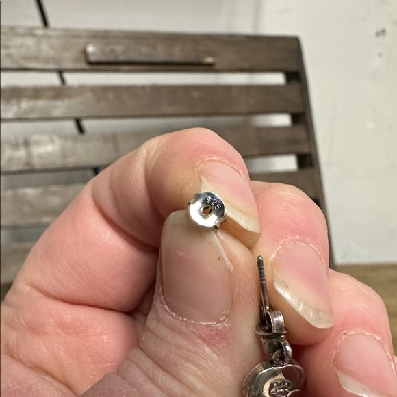 Navajo tribal Native American great shape stamped turquoise lapis 925 earrings - Picture 4 of 6